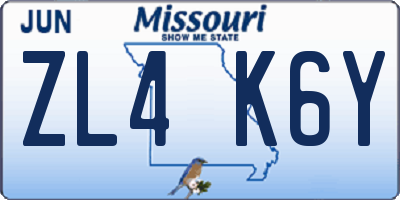 MO license plate ZL4K6Y
