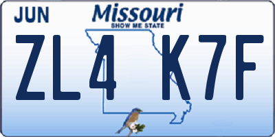 MO license plate ZL4K7F