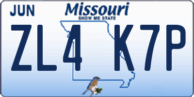 MO license plate ZL4K7P