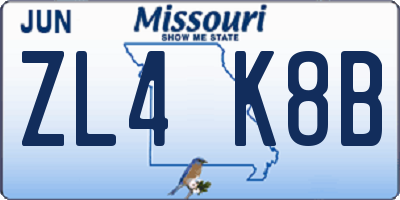 MO license plate ZL4K8B