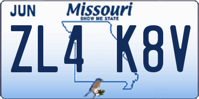 MO license plate ZL4K8V