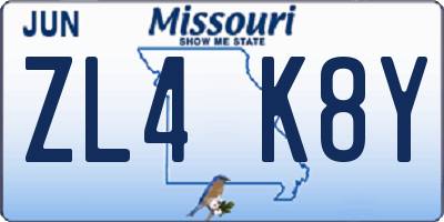 MO license plate ZL4K8Y