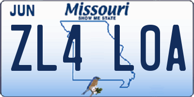MO license plate ZL4L0A