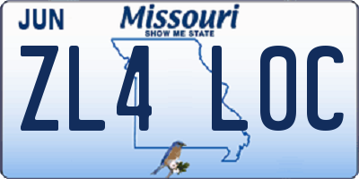 MO license plate ZL4L0C