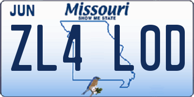 MO license plate ZL4L0D