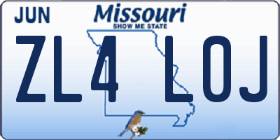 MO license plate ZL4L0J