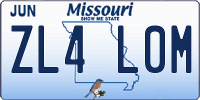 MO license plate ZL4L0M