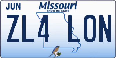 MO license plate ZL4L0N