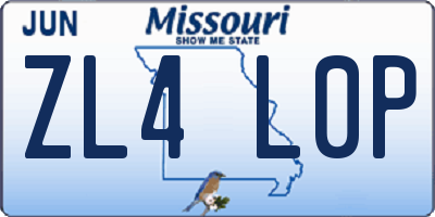 MO license plate ZL4L0P