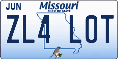 MO license plate ZL4L0T