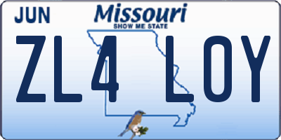 MO license plate ZL4L0Y