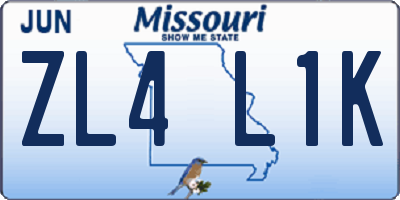 MO license plate ZL4L1K