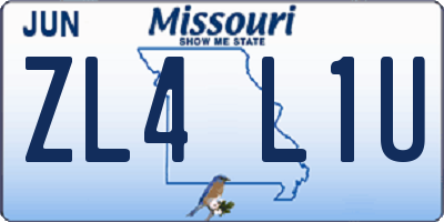 MO license plate ZL4L1U