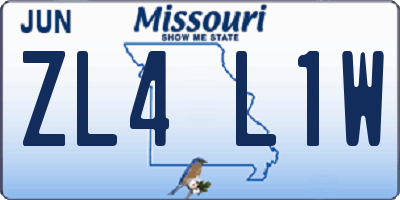 MO license plate ZL4L1W