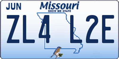 MO license plate ZL4L2E