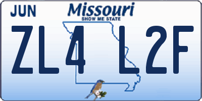 MO license plate ZL4L2F