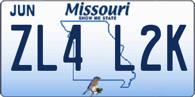 MO license plate ZL4L2K