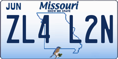 MO license plate ZL4L2N