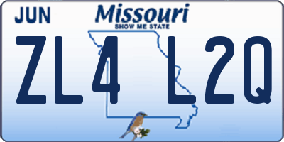 MO license plate ZL4L2Q