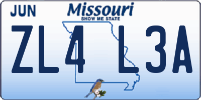 MO license plate ZL4L3A