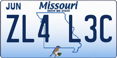 MO license plate ZL4L3C