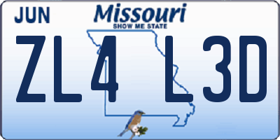 MO license plate ZL4L3D