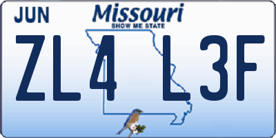 MO license plate ZL4L3F