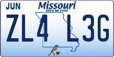 MO license plate ZL4L3G