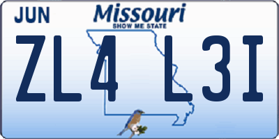MO license plate ZL4L3I