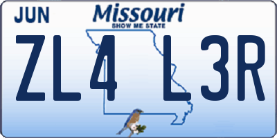 MO license plate ZL4L3R