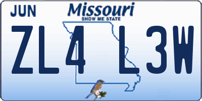 MO license plate ZL4L3W