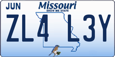 MO license plate ZL4L3Y
