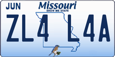 MO license plate ZL4L4A