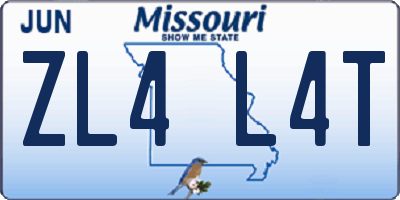 MO license plate ZL4L4T