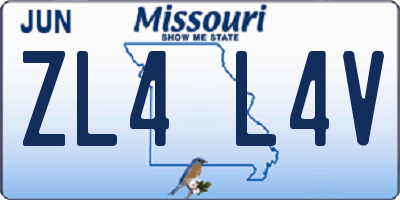 MO license plate ZL4L4V