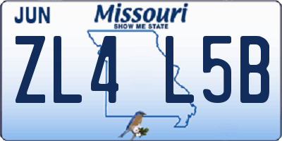 MO license plate ZL4L5B
