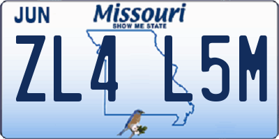 MO license plate ZL4L5M