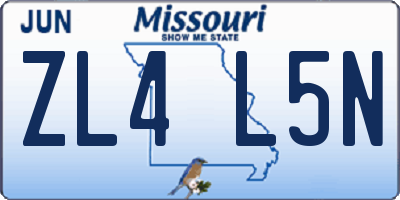 MO license plate ZL4L5N