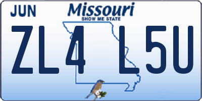 MO license plate ZL4L5U