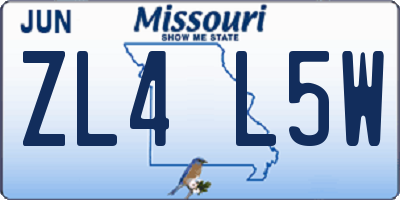 MO license plate ZL4L5W