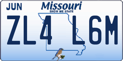 MO license plate ZL4L6M