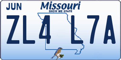 MO license plate ZL4L7A