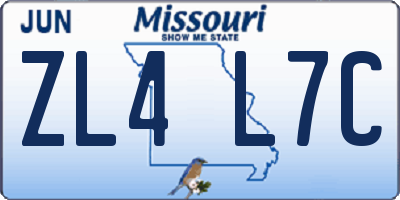MO license plate ZL4L7C