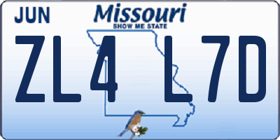 MO license plate ZL4L7D