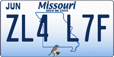 MO license plate ZL4L7F