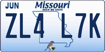 MO license plate ZL4L7K