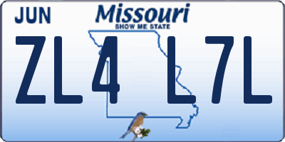 MO license plate ZL4L7L