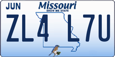 MO license plate ZL4L7U