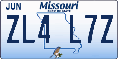 MO license plate ZL4L7Z