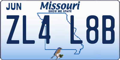 MO license plate ZL4L8B